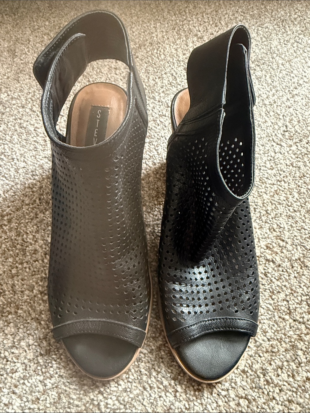 Steve Madden Black Perforated Open-Toe Slingback Mules